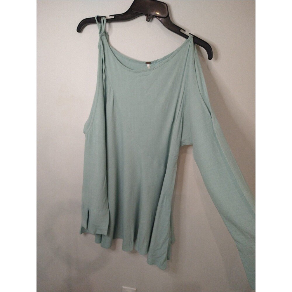 Free people cold shoulder blue green top Sm Boho Feminine Cottagecore - Picture 2 of 10